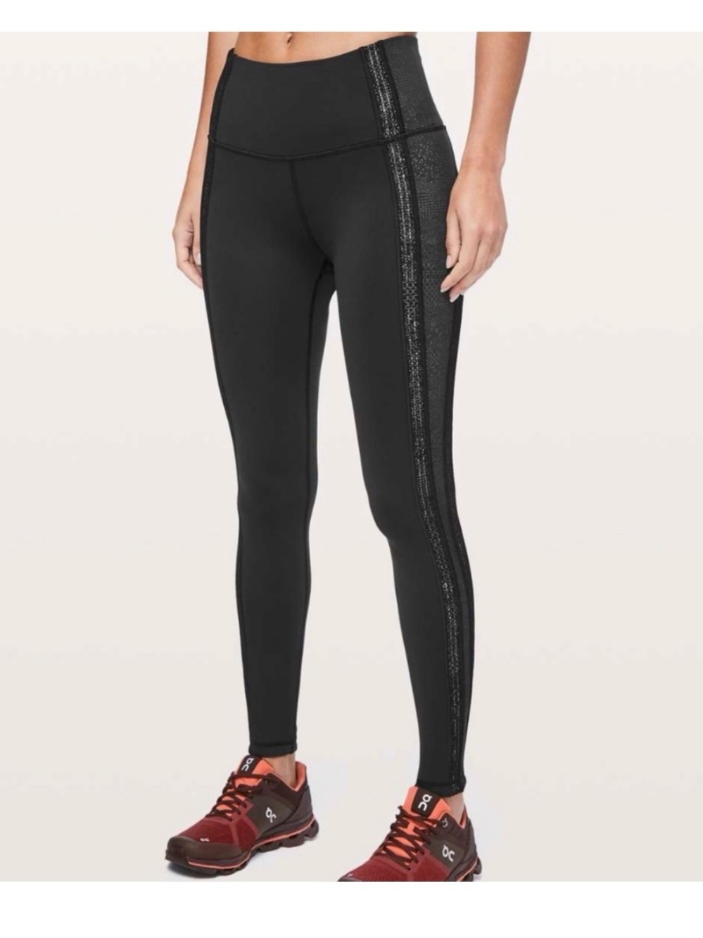 Lululemon Power Lines Pant 28" sz 6 Black/Meisai Ice Grey Black
